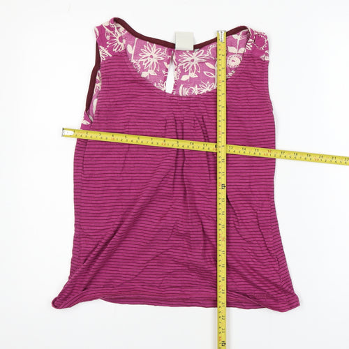 Weird Fish Women's Pink Striped Floral Tank Top Size 12