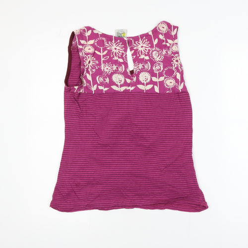 Weird Fish Women's Pink Striped Floral Tank Top Size 12