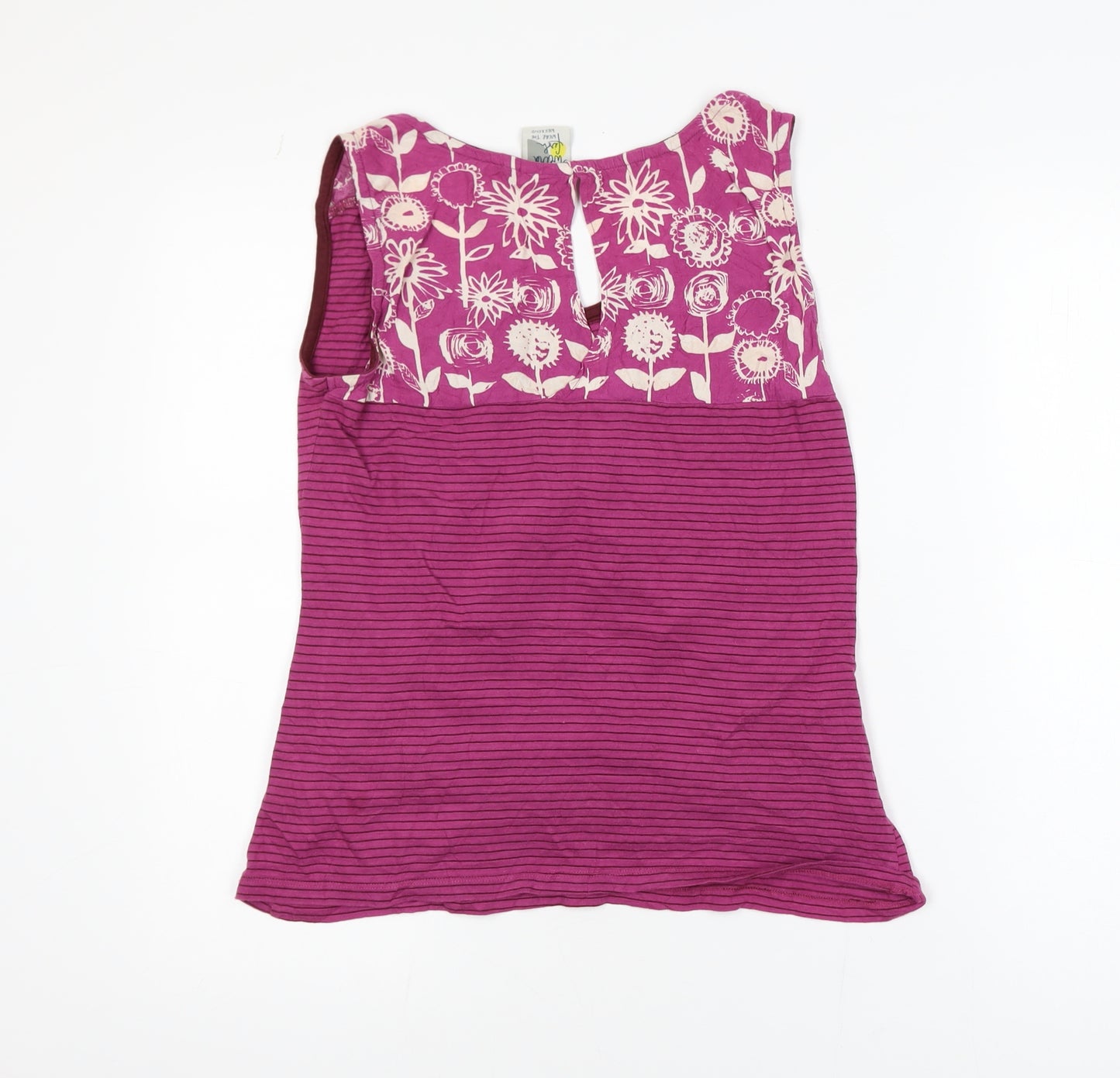 Weird Fish Women's Pink Striped Floral Tank Top Size 12