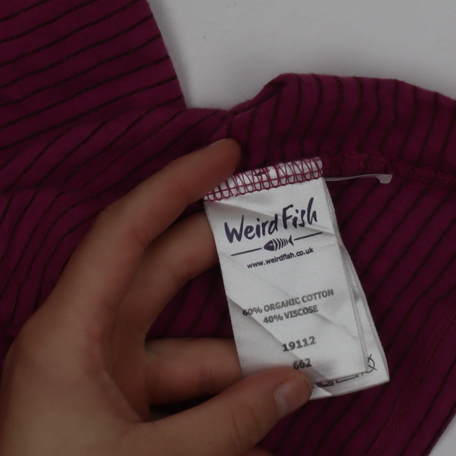 Weird Fish Women's Pink Striped Floral Tank Top Size 12
