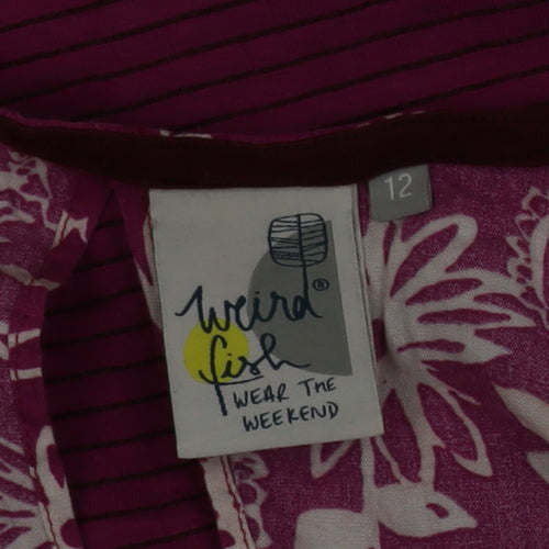 Weird Fish Women's Pink Striped Floral Tank Top Size 12