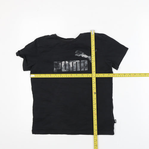 Puma Boys Black 11-12 Years Short Sleeve Crew Neck Logo T-Shirt