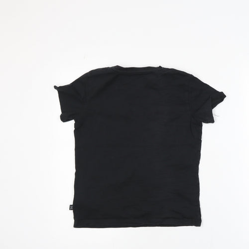 Puma Boys Black 11-12 Years Short Sleeve Crew Neck Logo T-Shirt