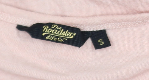 The Roadster Life Co. Women's Pink Lace Up Cotton T-Shirt Size S