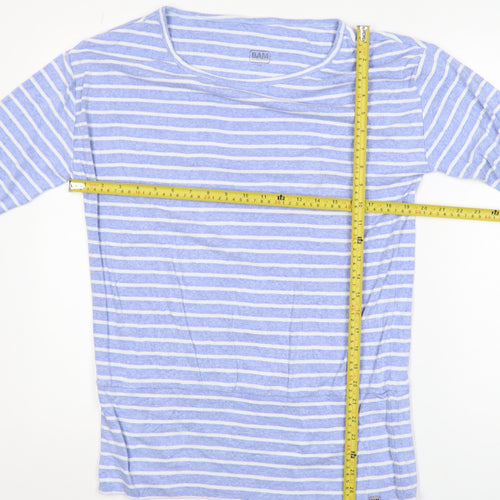 BAM Womens Blue Striped 3/4 Sleeve Bamboo T-Shirt Size 14