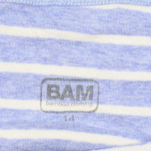 BAM Womens Blue Striped 3/4 Sleeve Bamboo T-Shirt Size 14