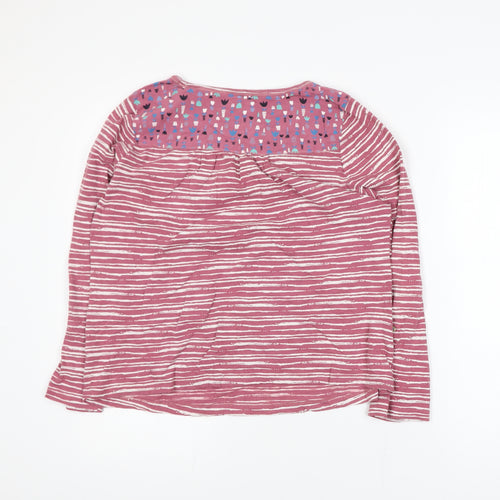 Mantaray Women Pink Striped Cotton Long Sleeve T-Shirt Size 14