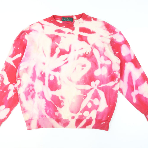 Fred Perry Men's Multicoloured Large Tie-Dye Crew Neck Cotton Sweatshirt