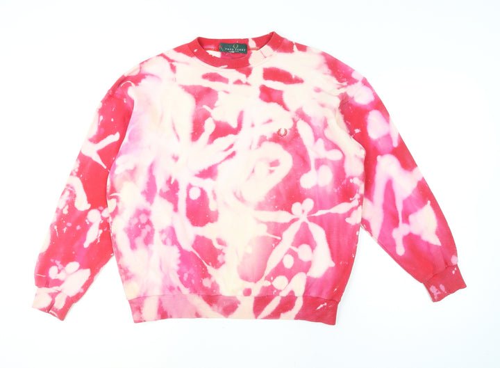 Fred Perry Men's Multicoloured Large Tie-Dye Crew Neck Cotton Sweatshirt