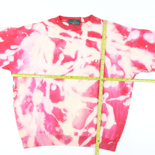 Fred Perry Men's Multicoloured Large Tie-Dye Crew Neck Cotton Sweatshirt