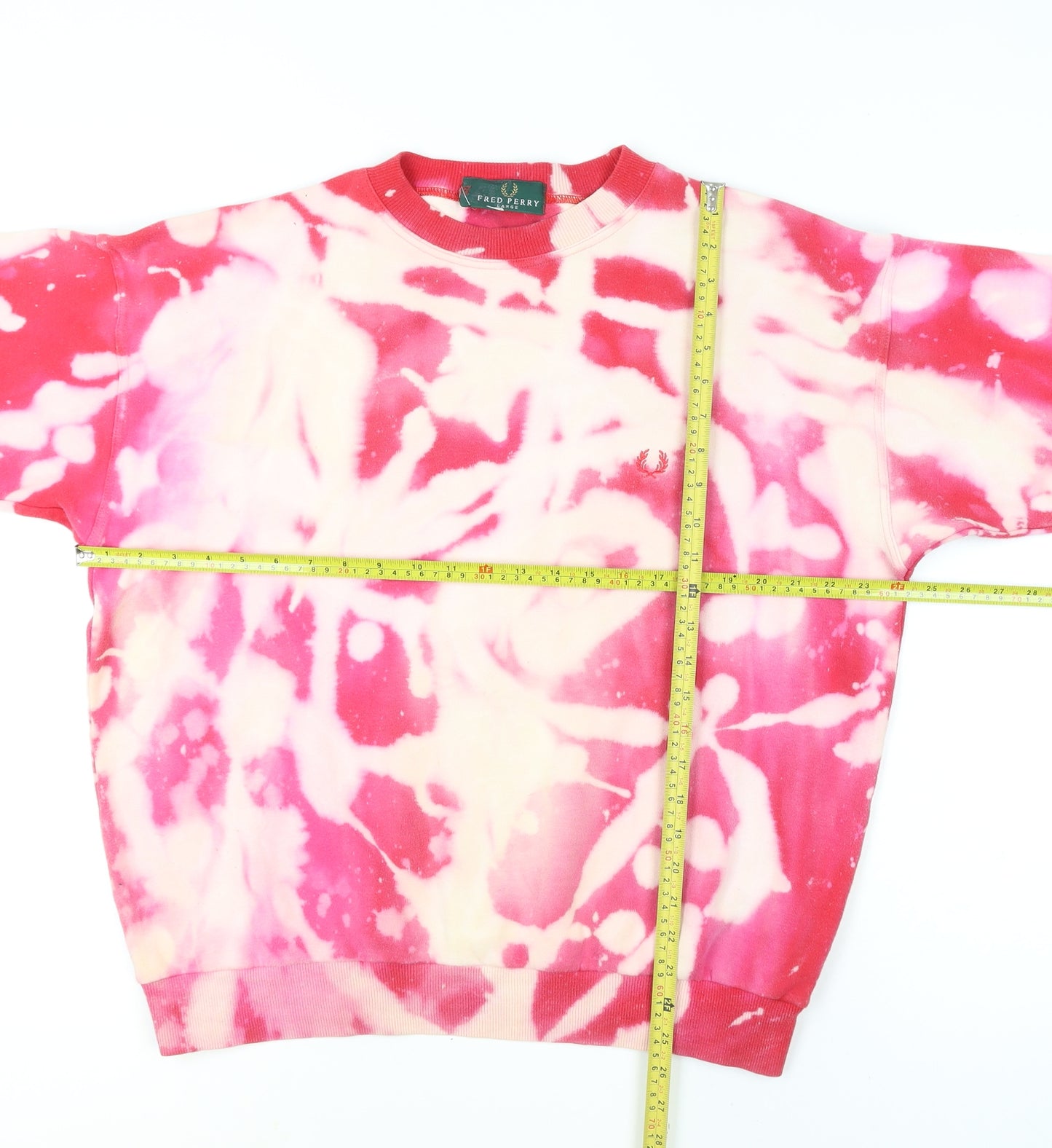 Fred Perry Men's Multicoloured Large Tie-Dye Crew Neck Cotton Sweatshirt