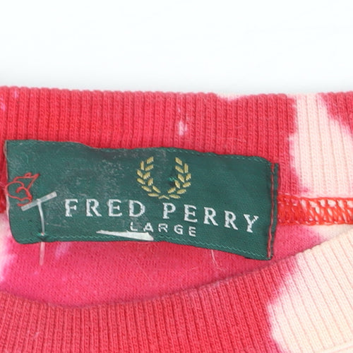 Fred Perry Men's Multicoloured Large Tie-Dye Crew Neck Cotton Sweatshirt