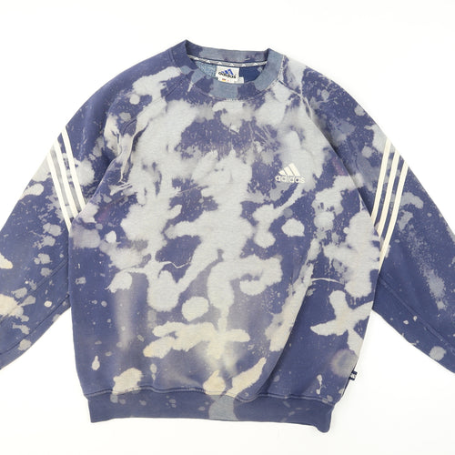 Adidas Men's Blue Bleached Graphic Pullover Sweatshirt M
