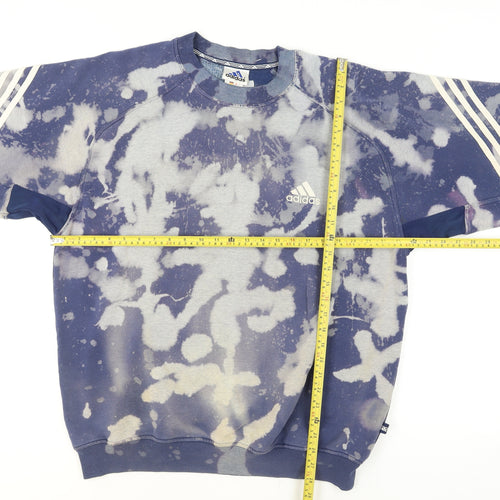 Adidas Men's Blue Bleached Graphic Pullover Sweatshirt M