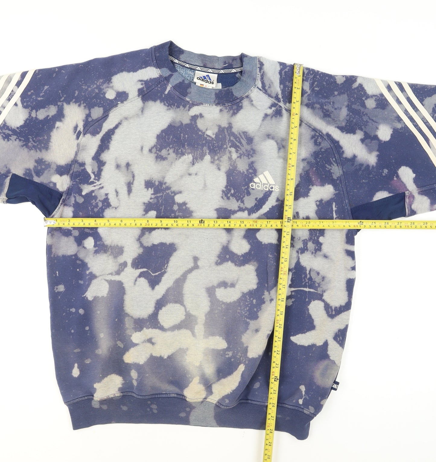 Adidas Men's Blue Bleached Graphic Pullover Sweatshirt M