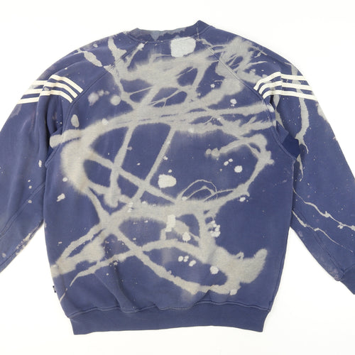 Adidas Men's Blue Bleached Graphic Pullover Sweatshirt M