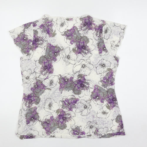 Marks and Spencer Per Una Women’s Purple Floral Lace Trim V-Neck Top Size 16