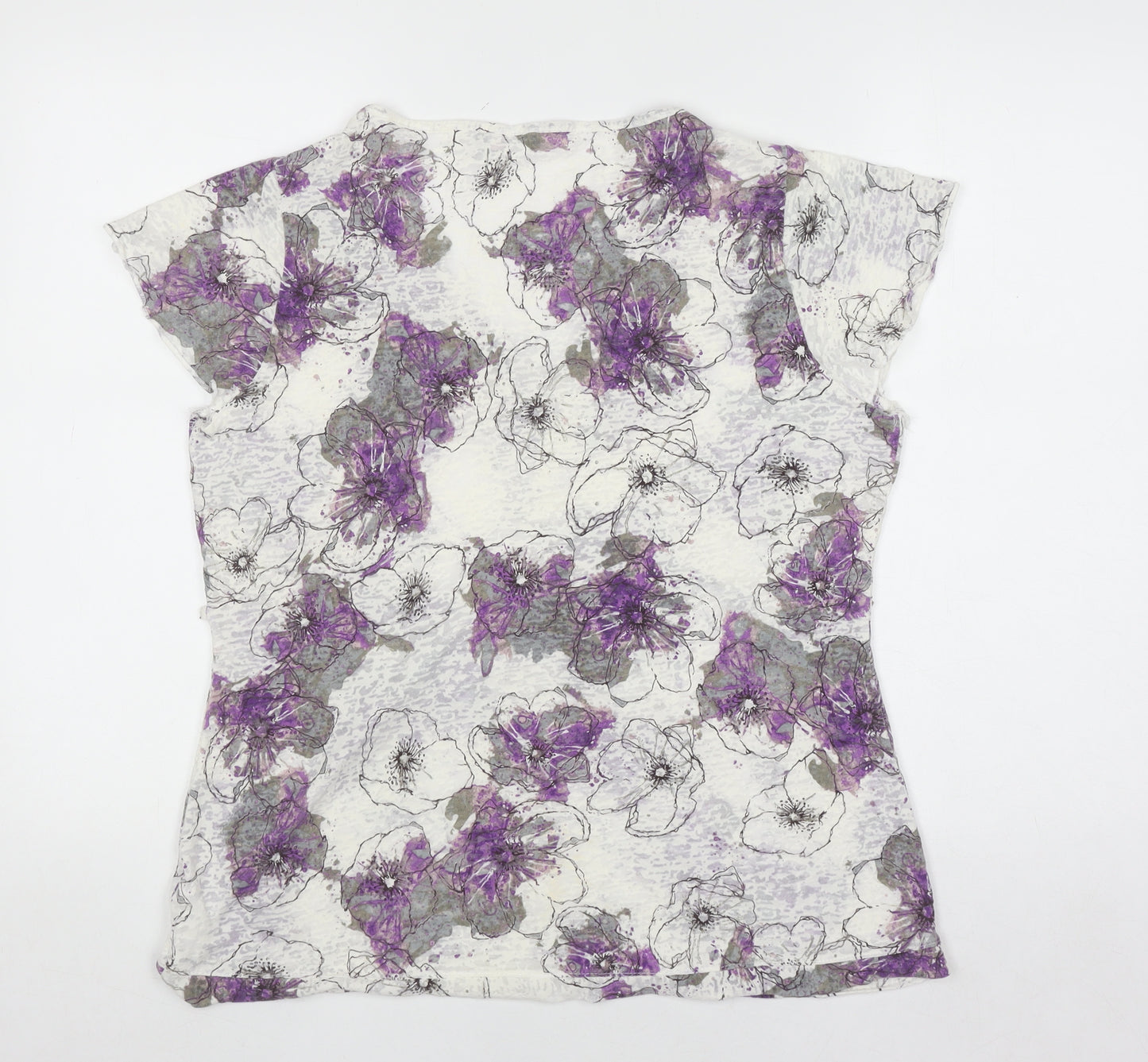 Marks and Spencer Per Una Women’s Purple Floral Lace Trim V-Neck Top Size 16