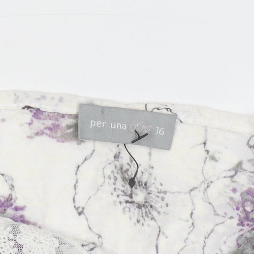 Marks and Spencer Per Una Women’s Purple Floral Lace Trim V-Neck Top Size 16