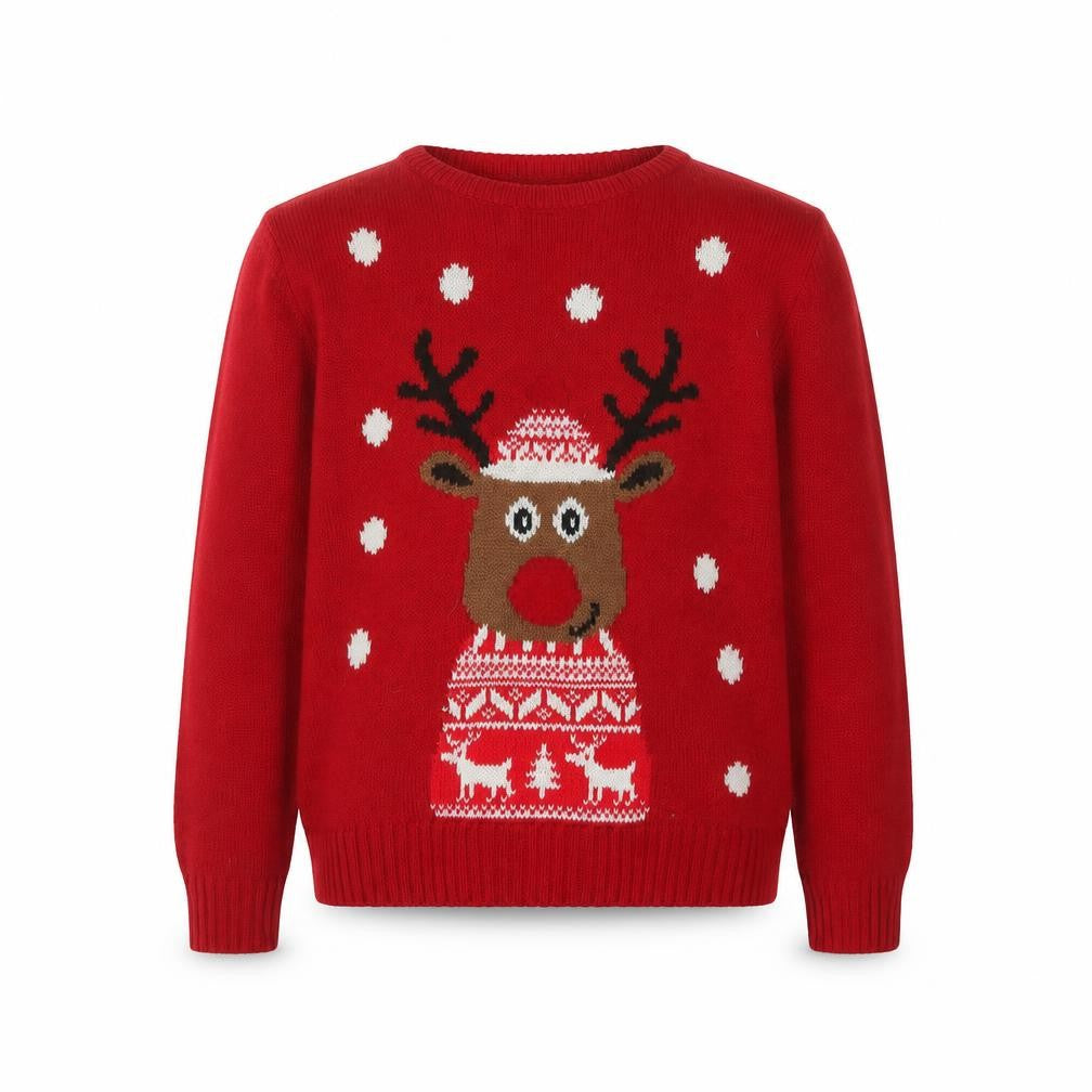 Peacocks Kids Boys Red Reindeer Christmas Jumper 9-10 Years Crew Neck Knit