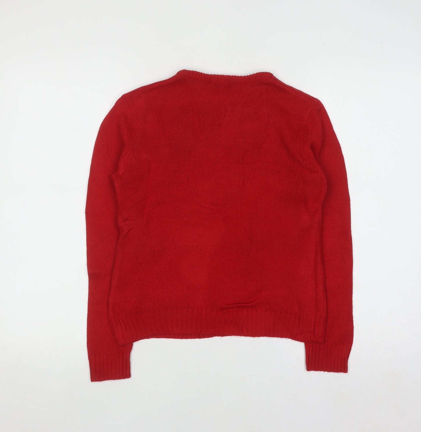 Peacocks Kids Boys Red Reindeer Christmas Jumper 9-10 Years Crew Neck Knit
