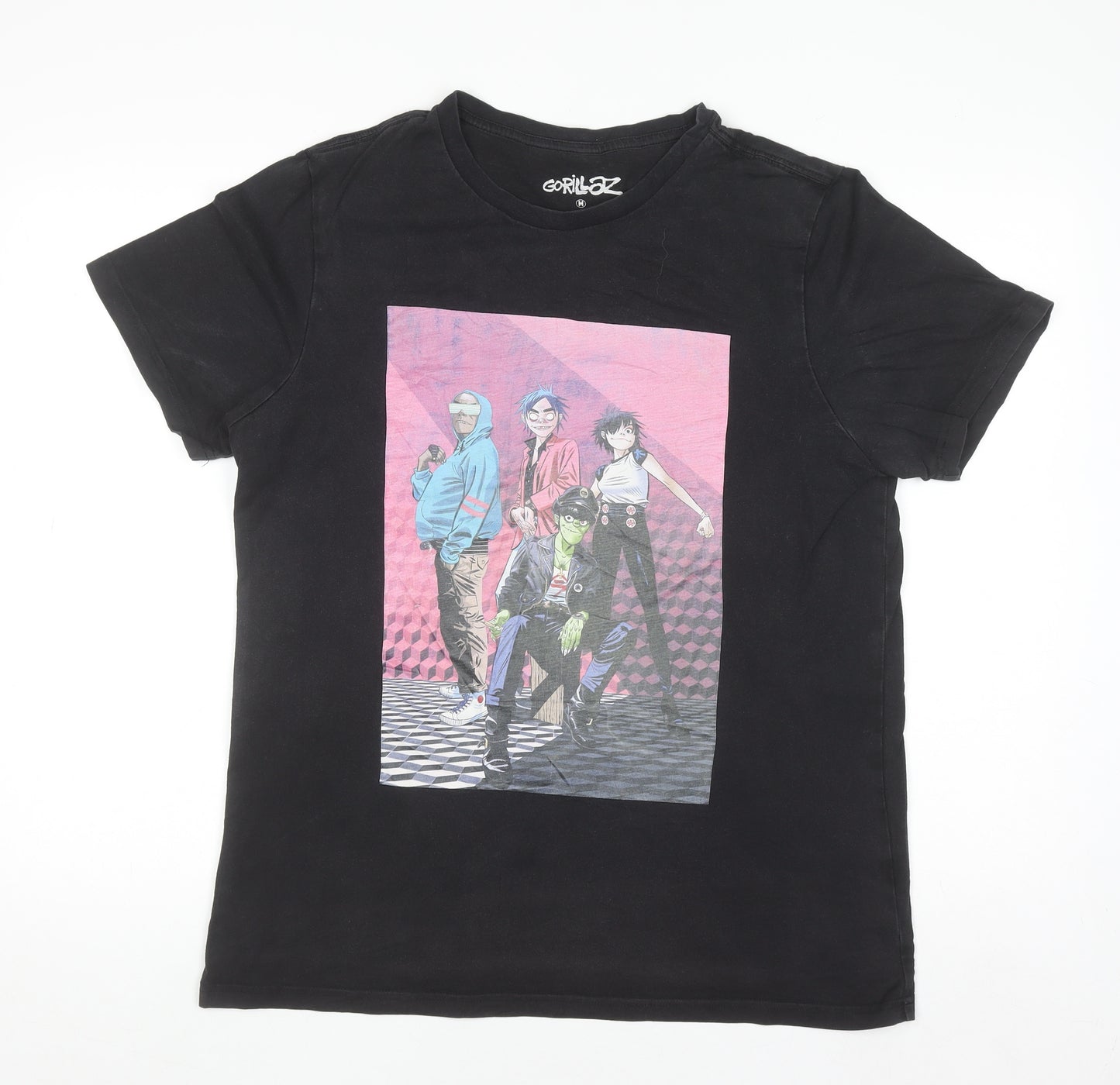 Gorillaz Mens Black Graphic Short Sleeve Cotton T-Shirt M Music Band