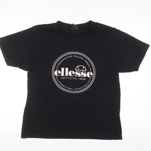 Ellesse Men's Black Short Sleeve Cotton Logo T-Shirt Size S