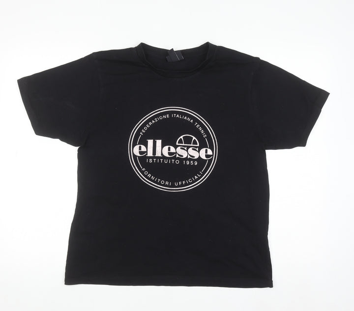 Ellesse Men's Black Short Sleeve Cotton Logo T-Shirt Size S