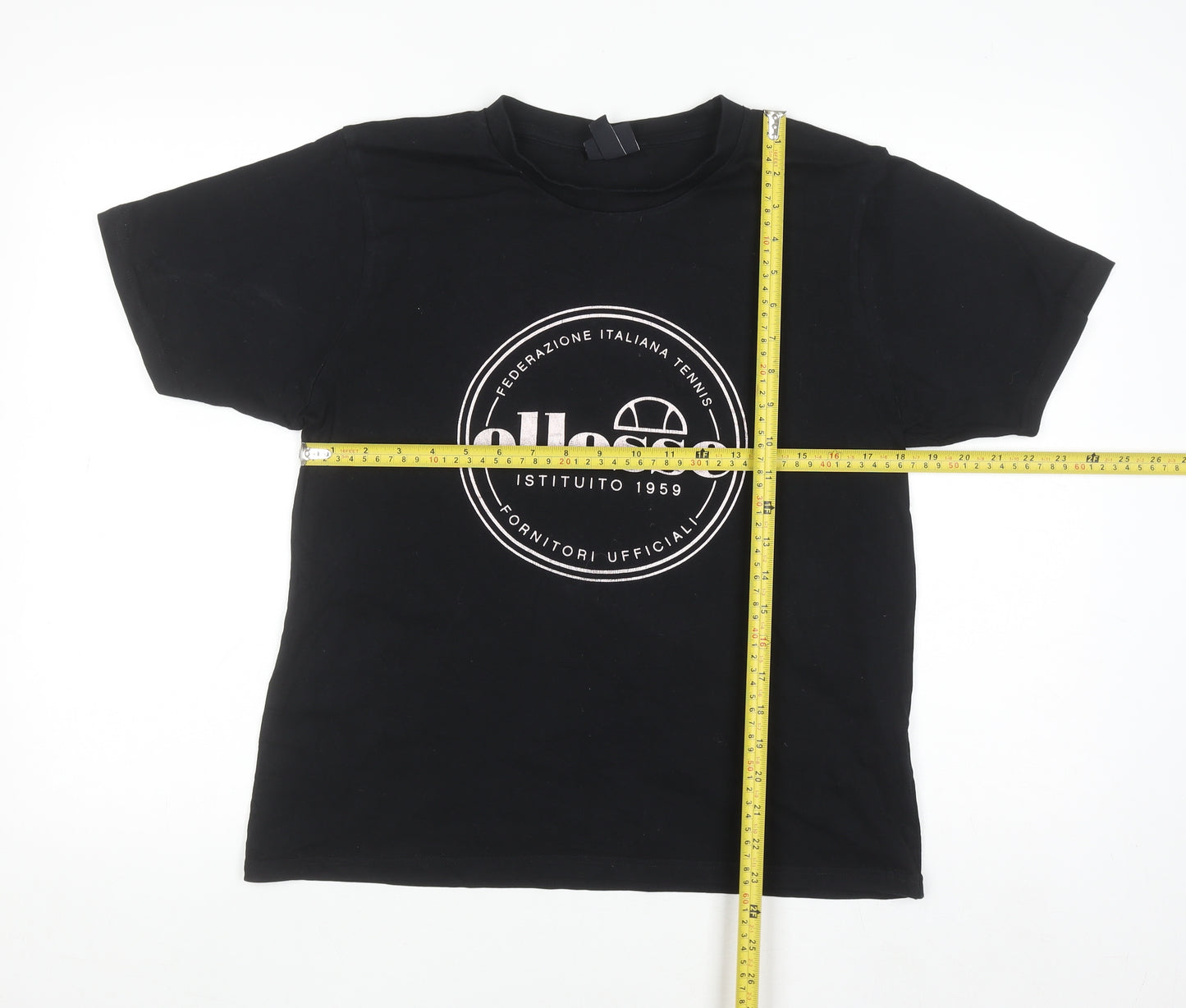 Ellesse Men's Black Short Sleeve Cotton Logo T-Shirt Size S