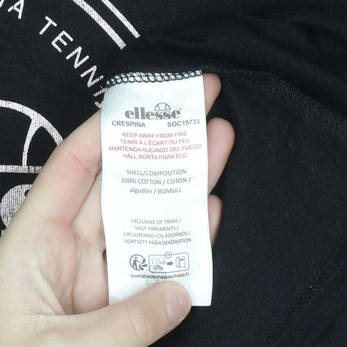 Ellesse Men's Black Short Sleeve Cotton Logo T-Shirt Size S