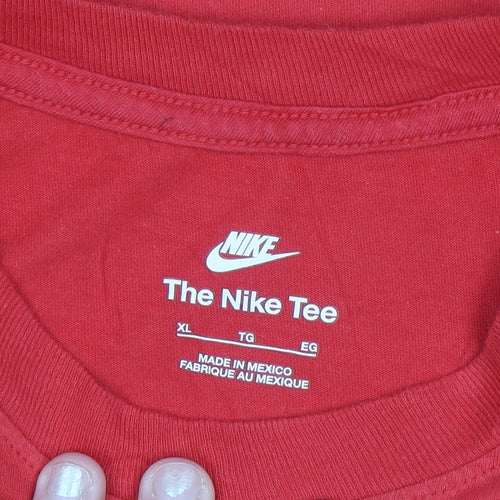 Nike Men's Red Cotton Crew Neck Short Sleeve T-Shirt XL