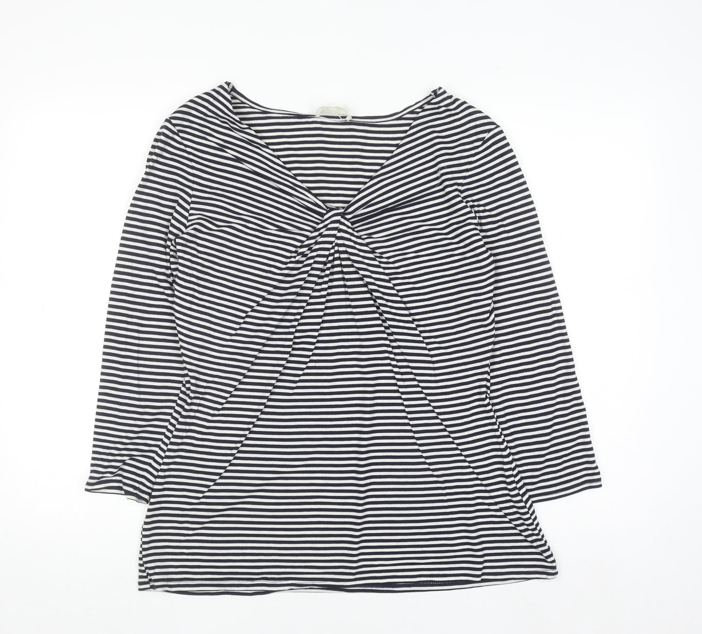 Linea Women’s Black Striped 3/4 Sleeve V-Neck Jersey Top XL