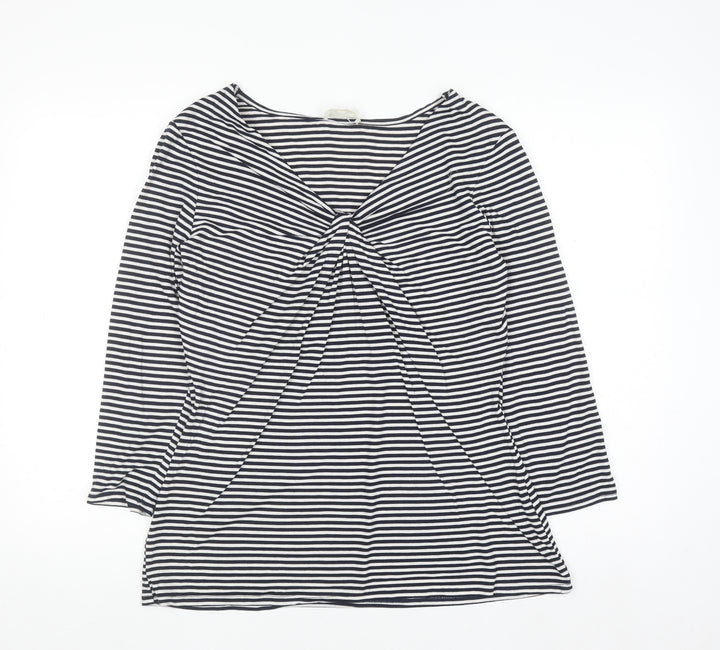 Linea Women’s Black Striped 3/4 Sleeve V-Neck Jersey Top XL