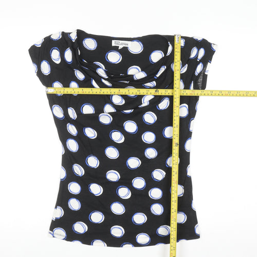 Debenhams Petite Women's Black Polka Dot Cowl Neck Blouse Size 6