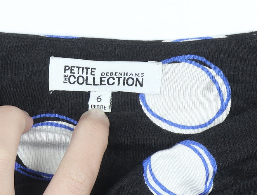 Debenhams Petite Women's Black Polka Dot Cowl Neck Blouse Size 6