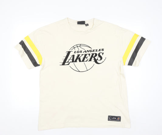 NBA Los Angeles Lakers Men's Beige Graphic Short Sleeve T-Shirt M