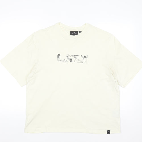 Lazy Oaf Men's Beige Graphic Cotton T-Shirt Size L