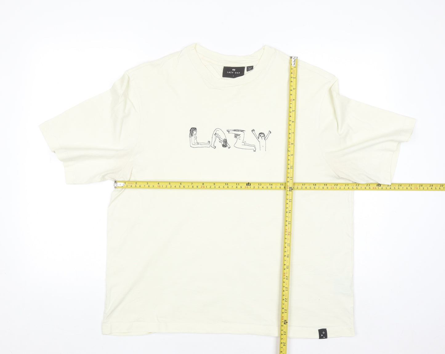 Lazy Oaf Men's Beige Graphic Cotton T-Shirt Size L