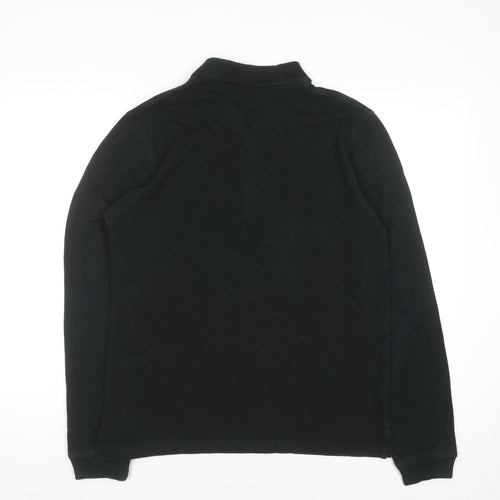 Lyle & Scott Men's Black Long Sleeve Polo Shirt Size L Cotton