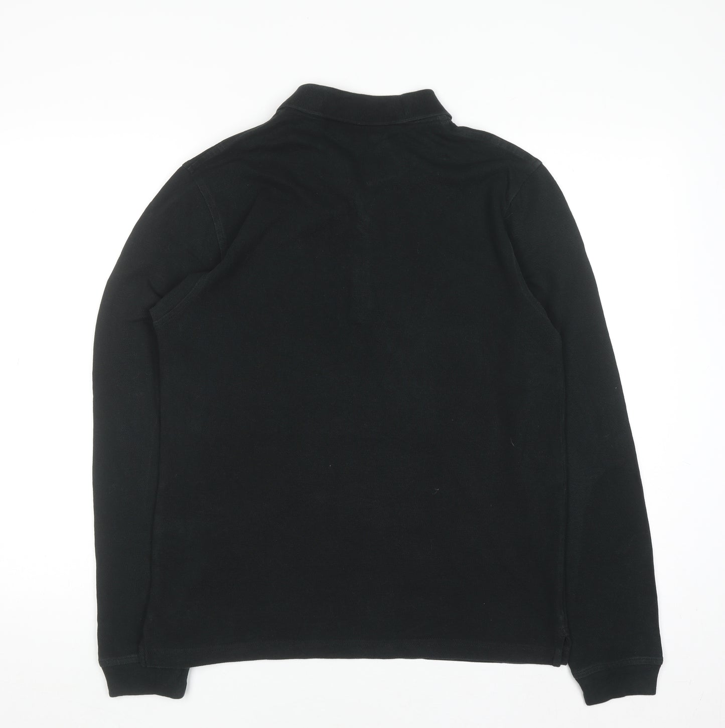 Lyle & Scott Men's Black Long Sleeve Polo Shirt Size L Cotton