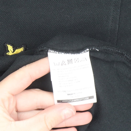 Lyle & Scott Men's Black Long Sleeve Polo Shirt Size L Cotton