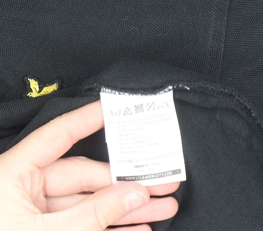 Lyle & Scott Men's Black Long Sleeve Polo Shirt Size L Cotton