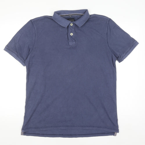 Boston Crew Men's Blue Cotton Polo Shirt Medium Short Sleeve