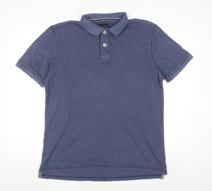 Boston Crew Men's Blue Cotton Polo Shirt Medium Short Sleeve