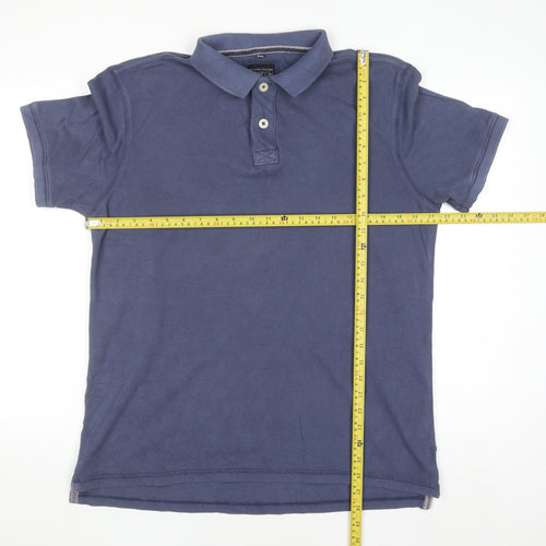 Boston Crew Men's Blue Cotton Polo Shirt Medium Short Sleeve