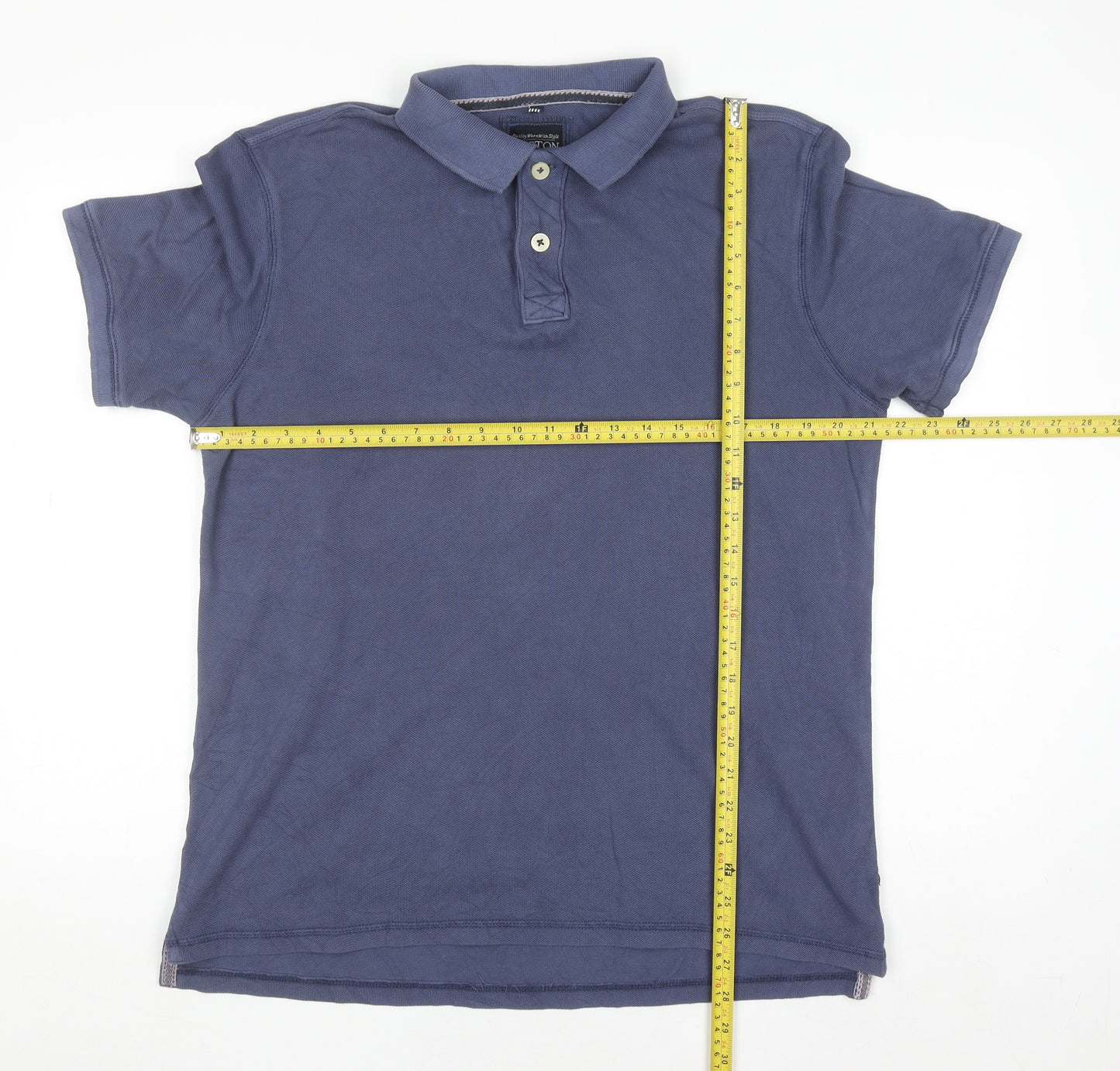 Boston Crew Men's Blue Cotton Polo Shirt Medium Short Sleeve