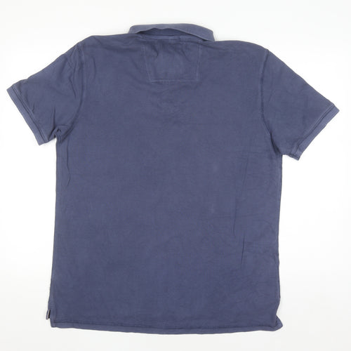 Boston Crew Men's Blue Cotton Polo Shirt Medium Short Sleeve