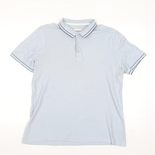 Farah Men's Light Blue Modern Fit Cotton Polo Shirt L