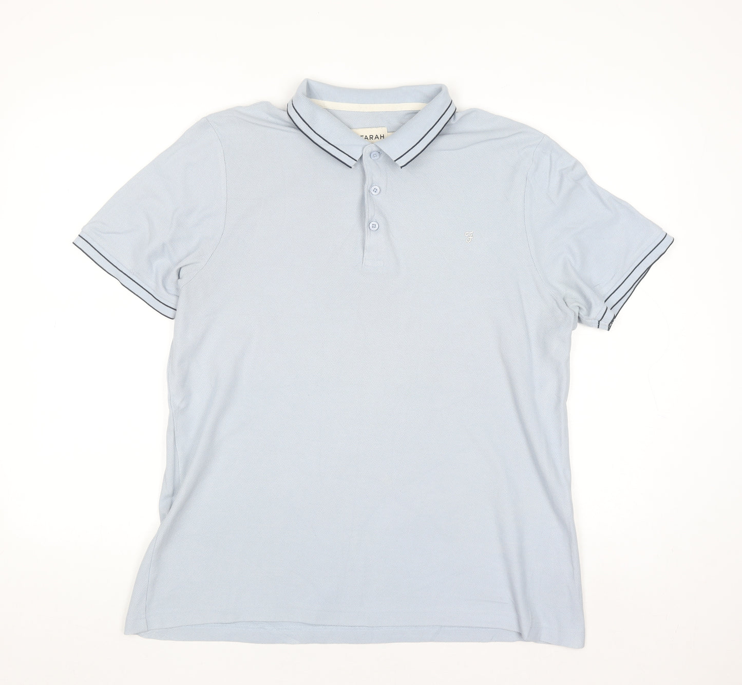 Farah Men's Light Blue Modern Fit Cotton Polo Shirt L