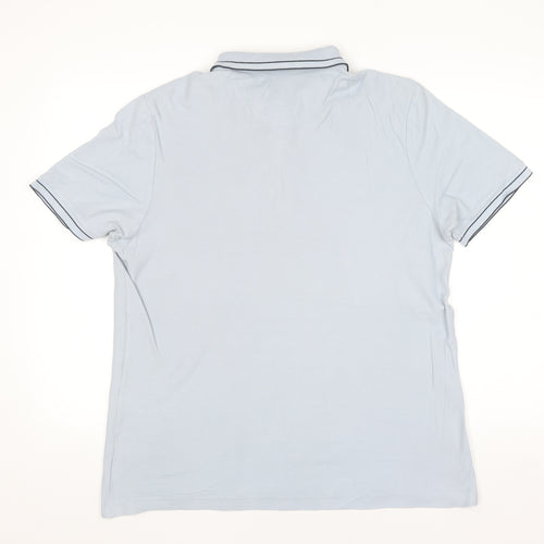 Farah Men's Light Blue Modern Fit Cotton Polo Shirt L